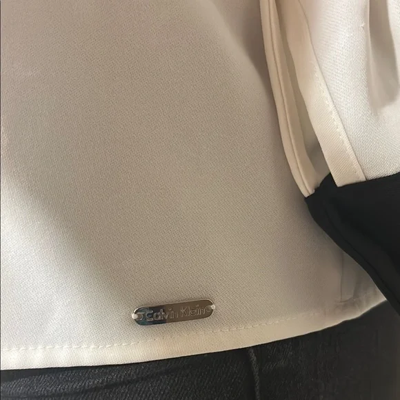 Calvin Klein Tunic Blouse Vintage Y2K Cream & Black Long Sleeve Women's Size SP - Picture 4 of 12